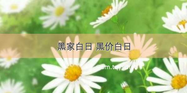 黑家白日 黑价白日