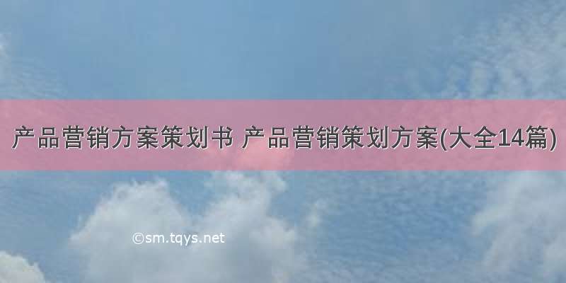 产品营销方案策划书 产品营销策划方案(大全14篇)