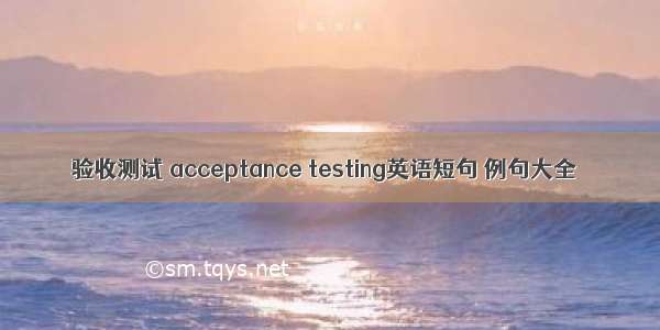 验收测试 acceptance testing英语短句 例句大全