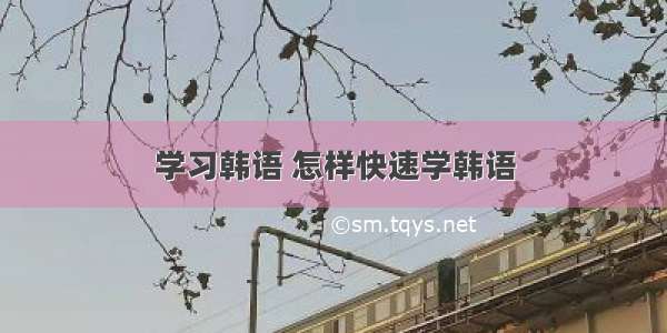 学习韩语 怎样快速学韩语