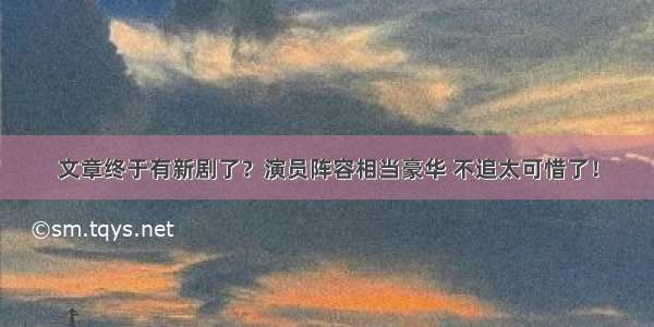 文章终于有新剧了？演员阵容相当豪华 不追太可惜了！