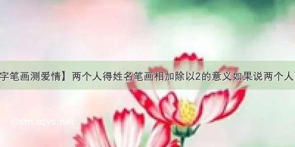 【两个人名字笔画测爱情】两个人得姓名笔画相加除以2的意义如果说两个人的姓名笔画相