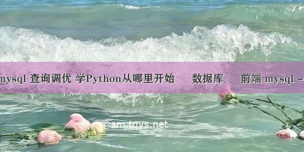 mysql 查询调优 学Python从哪里开始 – 数据库 – 前端 mysql -c