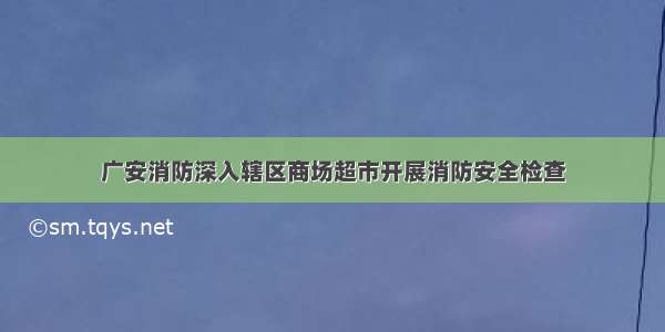 广安消防深入辖区商场超市开展消防安全检查