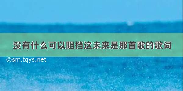 没有什么可以阻挡这未来是那首歌的歌词