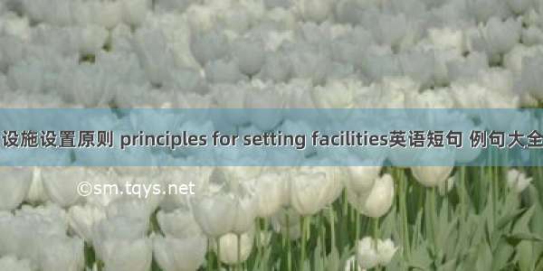 设施设置原则 principles for setting facilities英语短句 例句大全