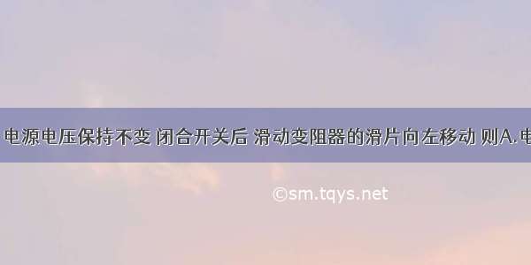 如图所示 电源电压保持不变 闭合开关后 滑动变阻器的滑片向左移动 则A.电流表表A