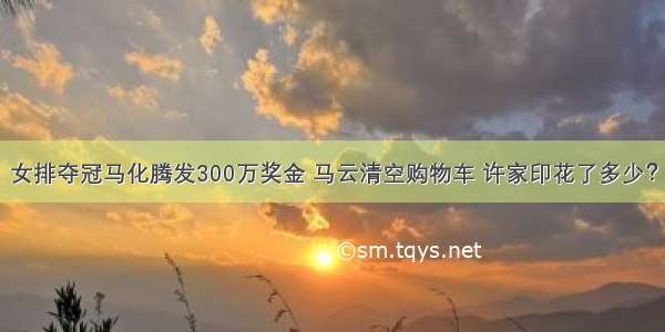 女排夺冠马化腾发300万奖金 马云清空购物车 许家印花了多少？