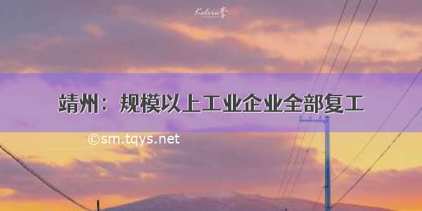 靖州：规模以上工业企业全部复工