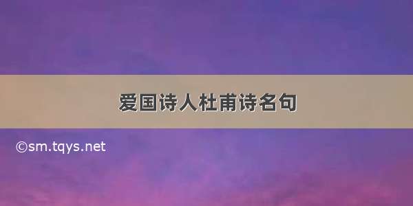 爱国诗人杜甫诗名句