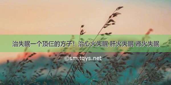 治失眠一个顶仨的方子！治心火失眠 肝火失眠 肾火失眠