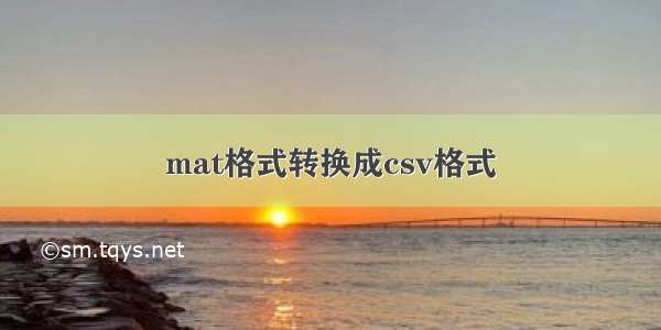 mat格式转换成csv格式