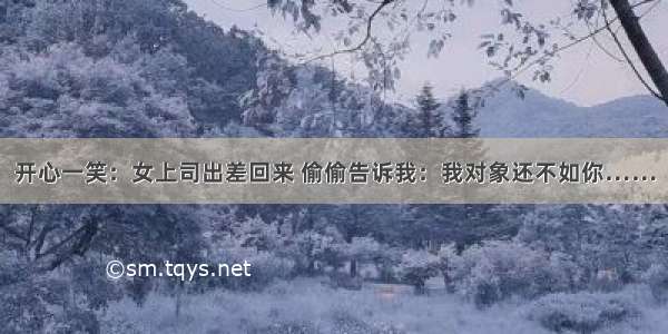 开心一笑：女上司出差回来 偷偷告诉我：我对象还不如你……