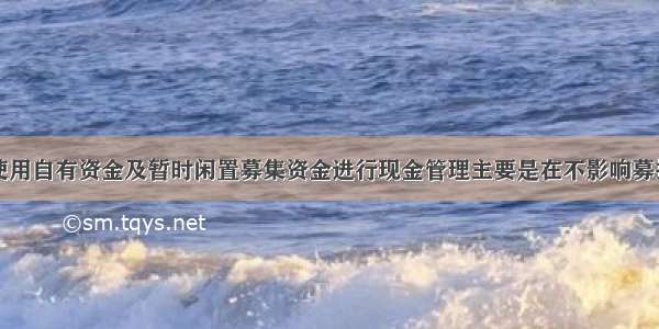 元利科技：使用自有资金及暂时闲置募集资金进行现金管理主要是在不影响募投项目建设及