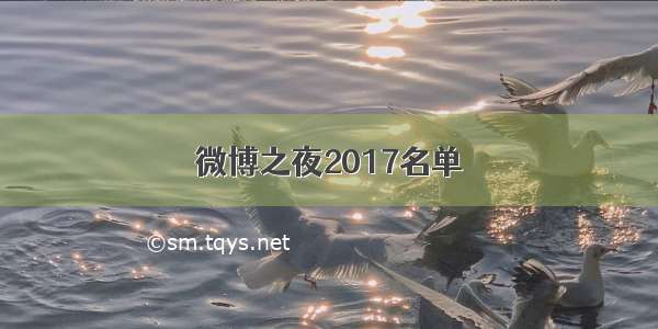 微博之夜2017名单