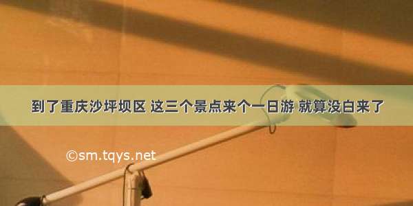 到了重庆沙坪坝区 这三个景点来个一日游 就算没白来了