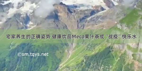 宅家养生的正确姿势 健康饮品Meco果汁茶成“战疫”快乐水