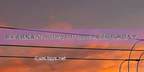 血塞通软胶囊 Xuesaitong soft capsule英语短句 例句大全