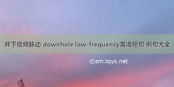 井下低频脉动 downhole low-frequency英语短句 例句大全