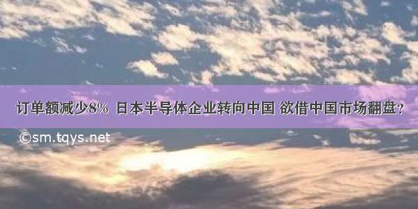 订单额减少8% 日本半导体企业转向中国 欲借中国市场翻盘？