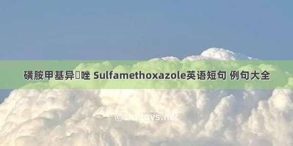 磺胺甲基异噁唑 Sulfamethoxazole英语短句 例句大全