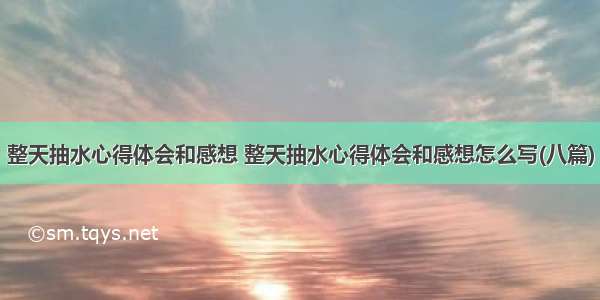 整天抽水心得体会和感想 整天抽水心得体会和感想怎么写(八篇)