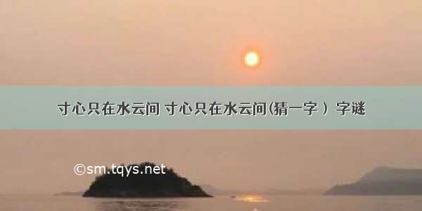 寸心只在水云间 寸心只在水云间(猜一字） 字谜