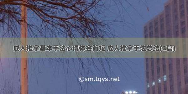 成人推拿基本手法心得体会简短 成人推拿手法总结(3篇)