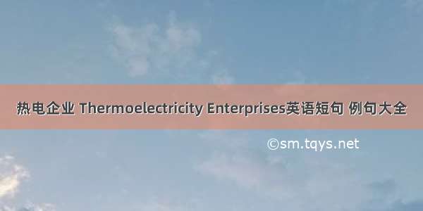 热电企业 Thermoelectricity Enterprises英语短句 例句大全