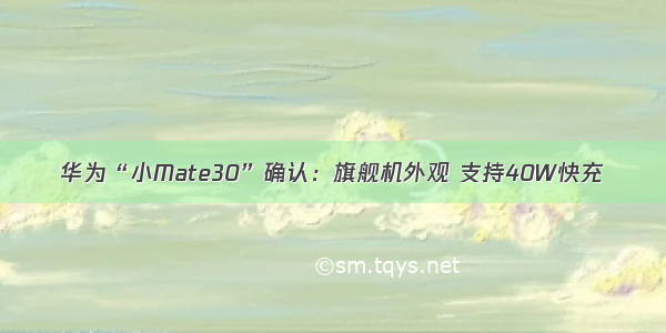 华为“小Mate30”确认：旗舰机外观 支持40W快充