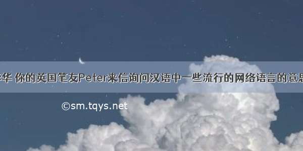 假定你是李华 你的英国笔友Peter来信询问汉语中一些流行的网络语言的意思 请根据下