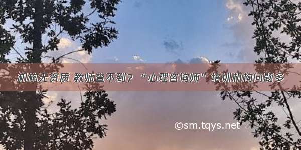 机构无资质 教师查不到？“心理咨询师”培训机构问题多