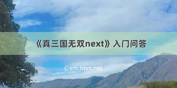 《真三国无双next》入门问答