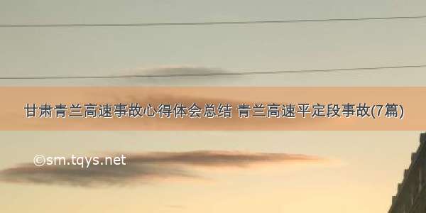 甘肃青兰高速事故心得体会总结 青兰高速平定段事故(7篇)