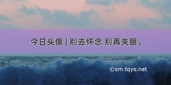 今日头像 | 别去怀念 别再失眠。