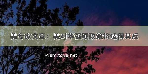 美专家文章：美对华强硬政策将适得其反