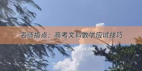 名师指点：高考文科数学应试技巧