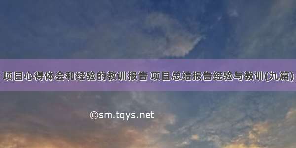 项目心得体会和经验的教训报告 项目总结报告经验与教训(九篇)