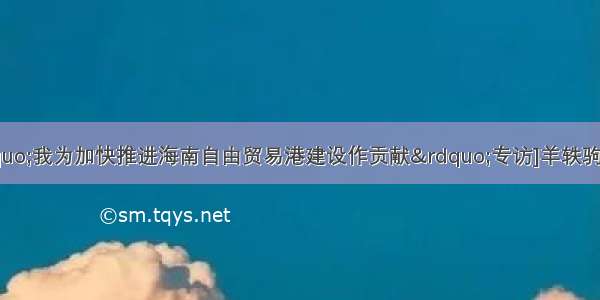 [聚焦市两会•&ldquo;我为加快推进海南自由贸易港建设作贡献&rdquo;专访]羊轶驹代表：为高标准推