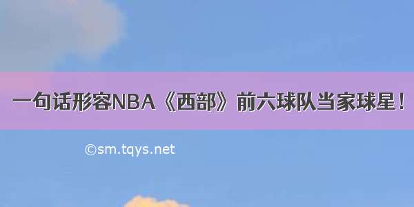 一句话形容NBA《西部》前六球队当家球星！