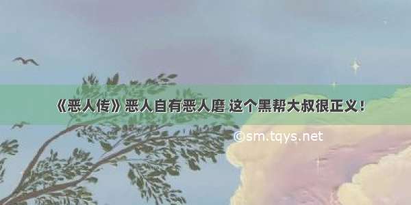 《恶人传》恶人自有恶人磨 这个黑帮大叔很正义！