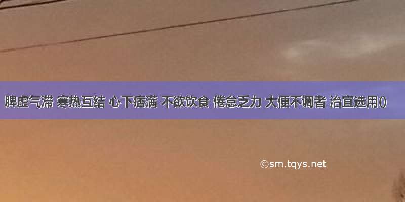 脾虚气滞 寒热互结 心下痞满 不欲饮食 倦怠乏力 大便不调者 治宜选用()