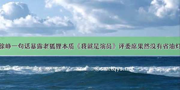 徐峥一句话暴露老狐狸本质《我就是演员》评委席果然没有省油灯