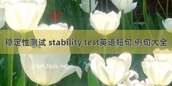 稳定性测试 stability test英语短句 例句大全