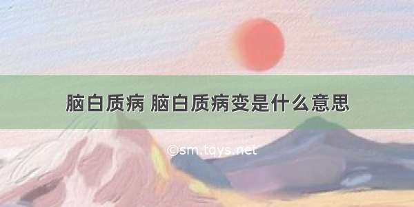 脑白质病 脑白质病变是什么意思