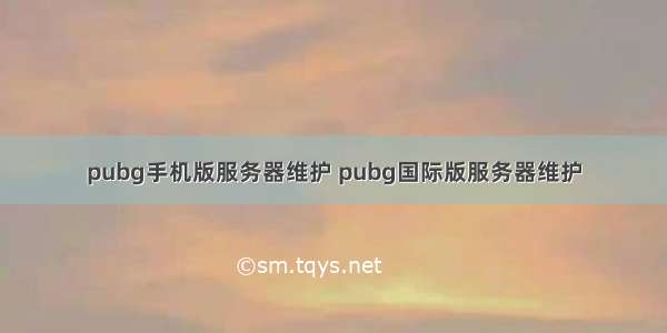 pubg手机版服务器维护 pubg国际版服务器维护