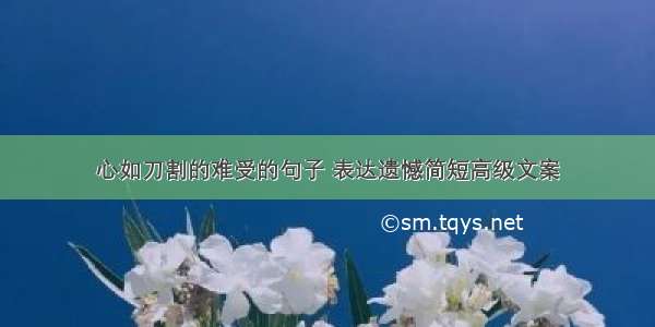 心如刀割的难受的句子 表达遗憾简短高级文案