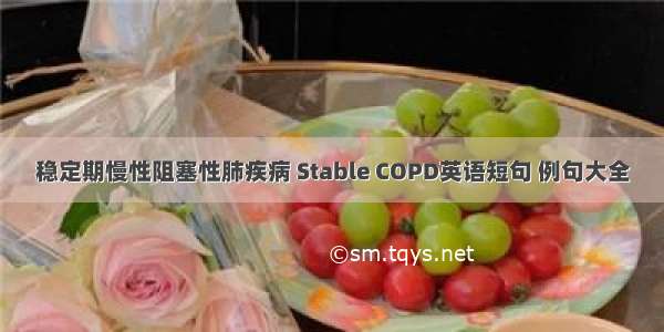 稳定期慢性阻塞性肺疾病 Stable COPD英语短句 例句大全