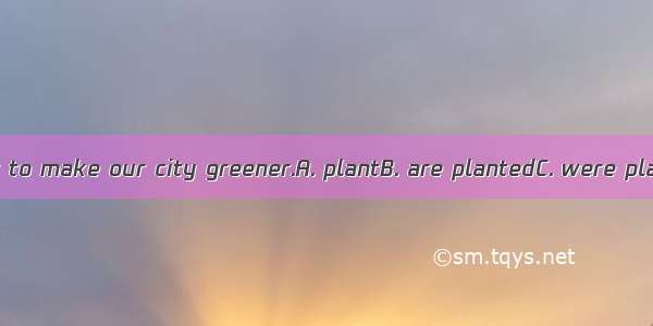 Trees every year to make our city greener.A. plantB. are plantedC. were plantedD. will be