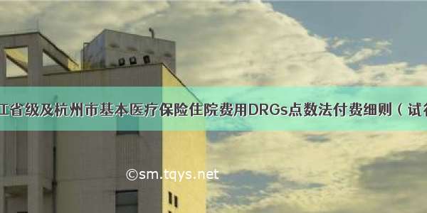 浙江省级及杭州市基本医疗保险住院费用DRGs点数法付费细则（试行）